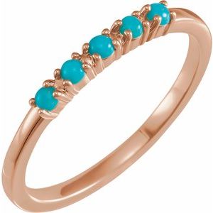 14K Rose Natural Turquoise Stackable Ring - BN & CO JEWELRY