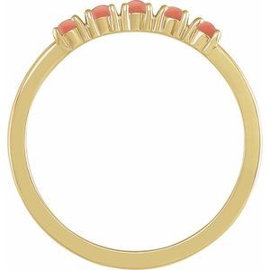 14K Yellow Natural Pink Coral Stackable Ring - BN & CO JEWELRY