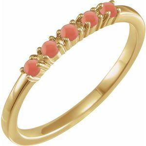 14K Yellow Natural Pink Coral Stackable Ring - BN & CO JEWELRY