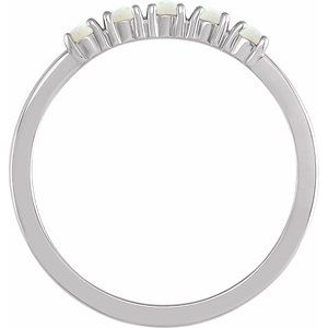 Sterling Silver Natural White Opal Stackable Ring - BN & CO JEWELRY