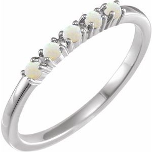 Sterling Silver Natural White Opal Stackable Ring - BN & CO JEWELRY