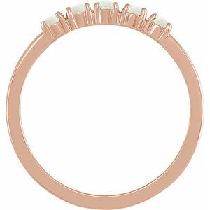 14K Rose Natural White Opal Stackable Ring - BN & CO JEWELRY