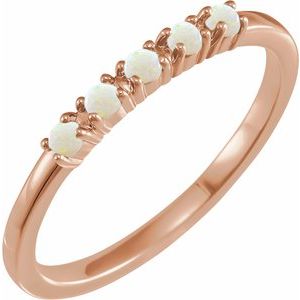 14K Rose Natural White Opal Stackable Ring - BN & CO JEWELRY