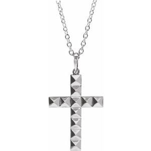 Sterling Silver 32.19x17.87 mm Pyramid Cross 20" Necklace - BN & CO JEWELRY