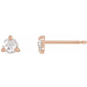 14K Rose 1/8 CTW Rose-Cut Natural Diamond 3-Prong Claw Earrings - BN & CO JEWELRY