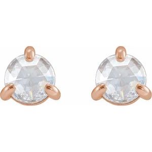 14K Rose 1/8 CTW Rose-Cut Natural Diamond 3-Prong Claw Earrings - BN & CO JEWELRY