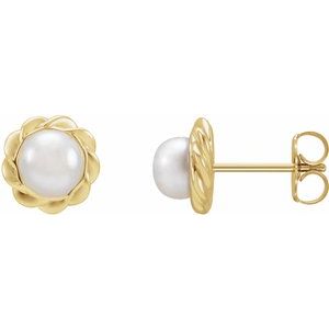 14K Yellow Cultured White Freshwater Pearl Rope Earrings - BN & CO JEWELRY