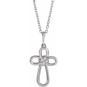 Sterling Silver Knotted Cross 16-18" Necklace - BN & CO JEWELRY