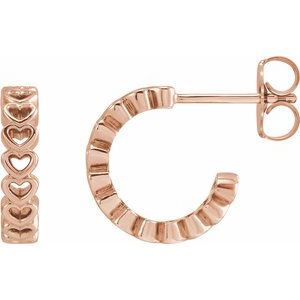 14K Rose Heart Hoop Earrings - BN & CO JEWELRY