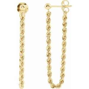 14K Yellow Rope Chain Earrings - BN & CO JEWELRY