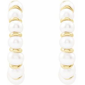 14K Yellow Cultured Freshwater Pearl Hoop Earrings - BN & CO JEWELRY