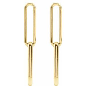 14K Yellow Elongated Flat Link Earrings - BN & CO JEWELRY