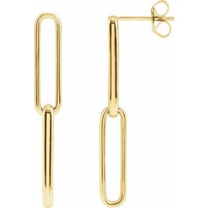 14K Yellow Elongated Flat Link Earrings - BN & CO JEWELRY