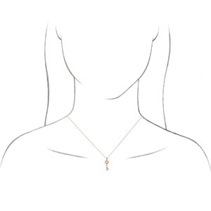 14K Rose 20x6.5 mm Key 16-18" Necklace - BN & CO JEWELRY