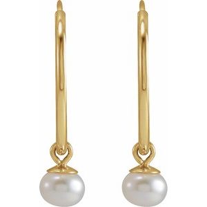 14K Yellow Cultured Freshwater Pearl 15 mm Huggie Earrings - BN & CO JEWELRY
