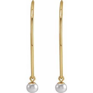 14K Yellow Cultured Freshwater Pearl 30 mm Hoop Earrings - BN & CO JEWELRY