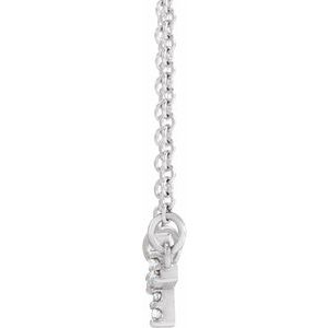 14K White .05 CTW Natural Diamond Sideways Cross 16-18" Necklace - BN & CO JEWELRY