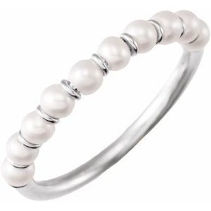 14K White Cultured Freshwater Pearl Ring Size 7 - BN & CO JEWELRY