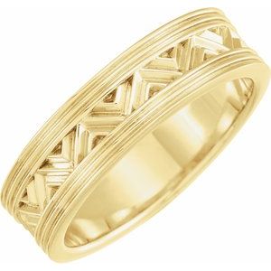 14K Yellow 6 mm Zigzag Pattern Band Size 10 - BN & CO JEWELRY