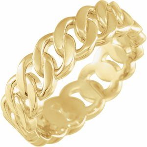 14K Yellow 6.5 mm Chain Link Wedding Band Size 11 - BN & CO JEWELRY