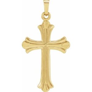 14K Yellow 33.8x17.7 mm Hollow Cross Pendant - BN & CO JEWELRY