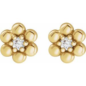14K Yellow .03 CTW Natural Diamond Beaded Daisy Earrings - BN & CO JEWELRY