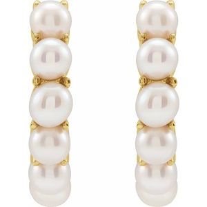 14K Yellow Cultured Freshwater Pearl 15.5 mm Huggie Hoop Earrings - BN & CO JEWELRY