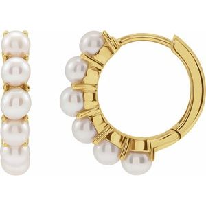 14K Yellow Cultured Freshwater Pearl 15.5 mm Huggie Hoop Earrings - BN & CO JEWELRY