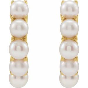 14K Yellow Cultured Freshwater Pearl 14 mm Huggie Hoop Earrings - BN & CO JEWELRY