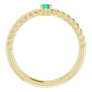 14K Yellow 3 mm Lab-Grown Emerald Solitaire Rope Ring - BN & CO JEWELRY