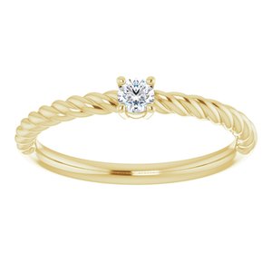 14K Yellow 1/10 CT Natural Diamond Solitaire Rope Ring - BN & CO JEWELRY