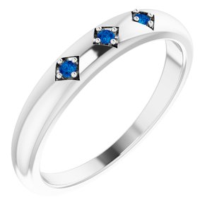 14K White Natural Blue Sapphire Stackable Ring - BN & CO JEWELRY
