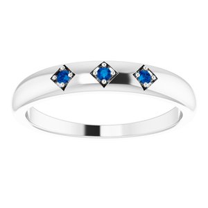 14K White Natural Blue Sapphire Stackable Ring - BN & CO JEWELRY