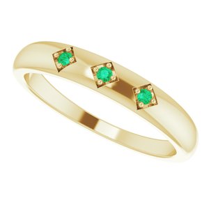 14K Yellow Natural Emerald Stackable Ring - BN & CO JEWELRY