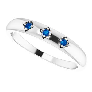 14K White Natural Blue Sapphire Stackable Ring - BN & CO JEWELRY