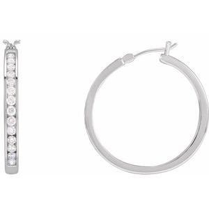 14K White 1 CTW Diamond Hoop Earrings - BN & CO JEWELRY