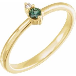14K Yellow Natural Green Sapphire & .015 CT Natural Diamond Ring - BN & CO JEWELRY