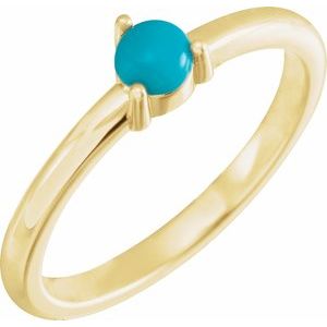14K Yellow Natural Turquoise Cabochon Ring - BN & CO JEWELRY
