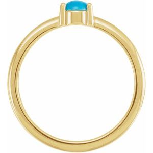 14K Yellow Natural Turquoise Cabochon Ring - BN & CO JEWELRY