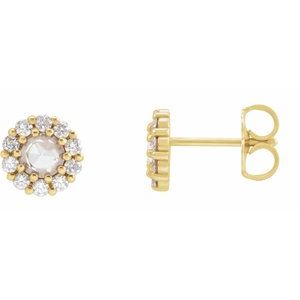 14K Yellow 1/4 CTW Rose-Cut Natural Diamond Halo-Style Earrings - BN & CO JEWELRY