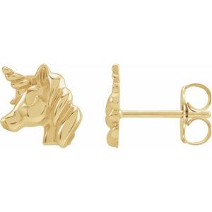 14K Yellow Youth Unicorn Earrings - BN & CO JEWELRY