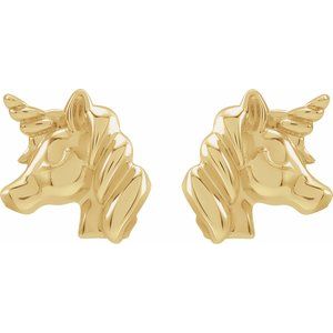 14K Yellow Youth Unicorn Earrings - BN & CO JEWELRY