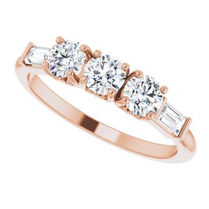 14K Rose 9/10 CTW Natural Diamond Three-Stone Anniversary Band - BN & CO JEWELRY