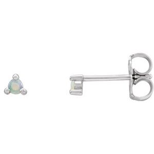 Sterling Silver 2 mm Round Natural White Opal Earrings - BN & CO JEWELRY