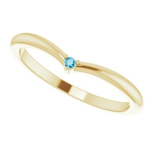 14K Yellow Natural London Blue Topaz Stackable V Ring - BN & CO JEWELRY