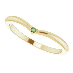 14K Yellow Natural Green Tourmaline Stackable V Ring - BN & CO JEWELRY