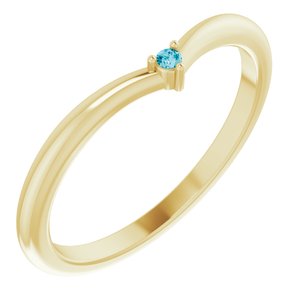 14K Yellow Natural London Blue Topaz Stackable V Ring - BN & CO JEWELRY