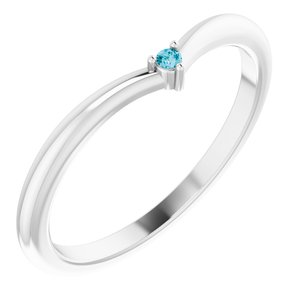 14K White Natural London Blue Topaz Stackable V Ring - BN & CO JEWELRY