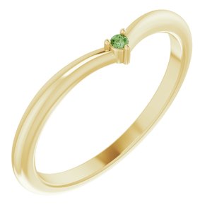 14K Yellow Natural Green Tourmaline Stackable V Ring - BN & CO JEWELRY