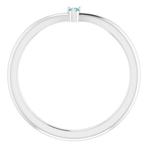 14K White Natural London Blue Topaz Stackable V Ring - BN & CO JEWELRY